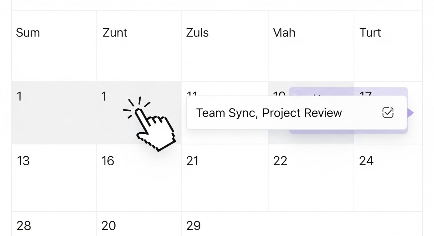 Ảnh GIF minh họa thao tác tạo nhanh một sự kiện bằng cách nhấp và gõ tên.