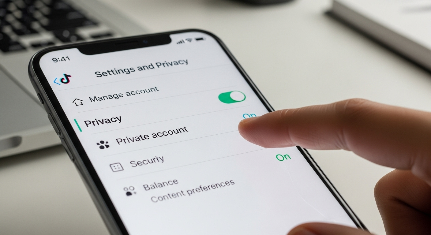 Hướng dẫn cách tắt chế độ tài khoản riêng tư trong phần cài đặt của TikTok.
