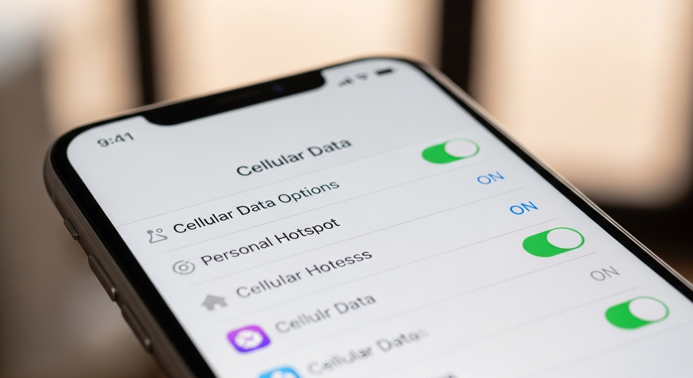 Màn hình bật Dữ liệu di động trên iPhone