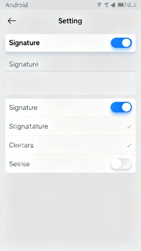 Màn hình cài đặt chữ ký trên ứng dụng Gmail của Android.