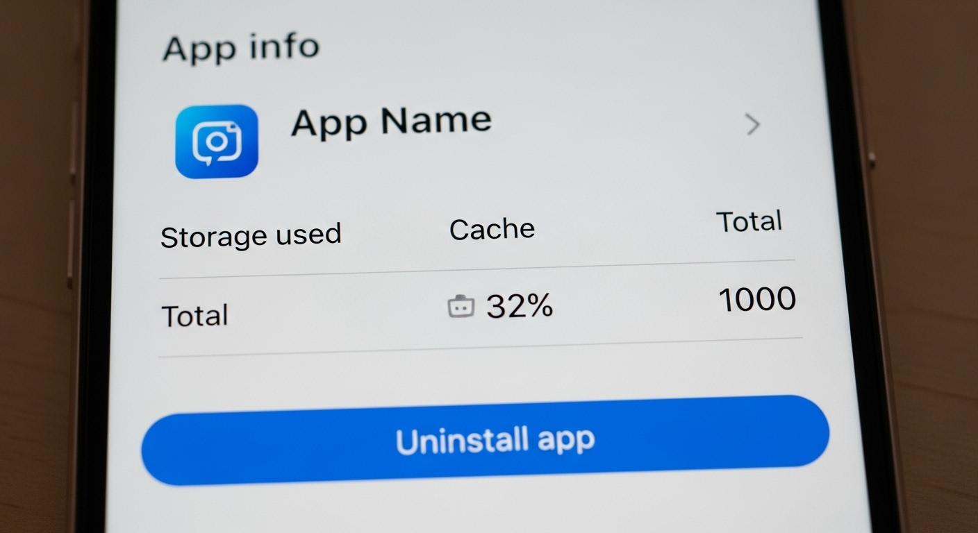 Menu "Gỡ bỏ ứng dụng" trong phần chi tiết dung lượng của một ứng dụng cụ thể.