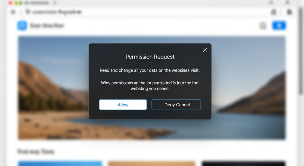 Ảnh chụp màn hình cửa sổ yêu cầu quyền truy cập của một tiện ích.