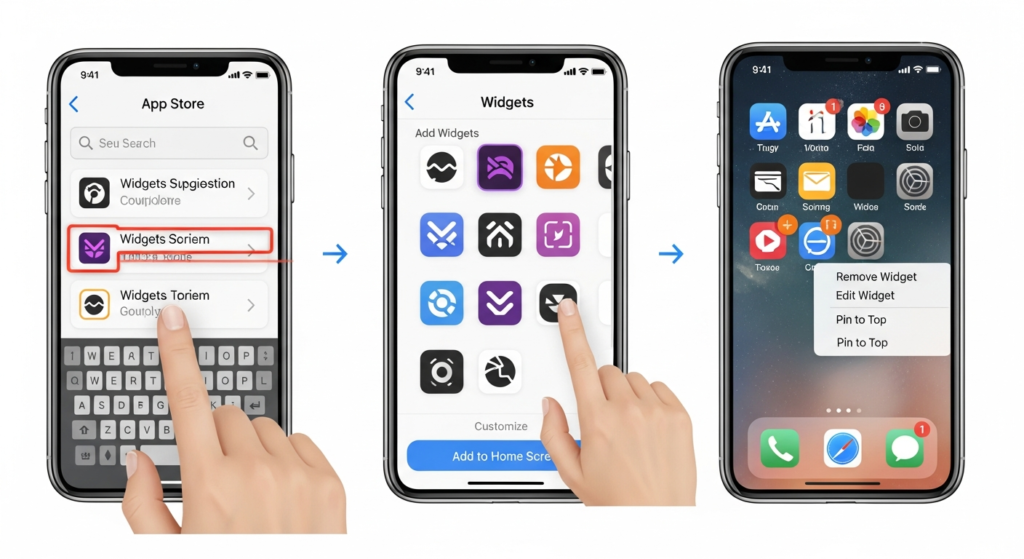 Một ảnh GIF ngắn minh họa 3 bước cài đặt và ghim tiện ích.